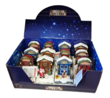 PARTIJ KERSTHUISJES MAGIC VILLAGE MET VERLICHTING IN DISPLAY beschikbaar voor biedingen