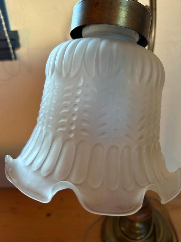 Antieke tafellamp met glazen kap, Antiek en Kunst, Antiek | Lampen, Ophalen