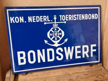 Emaille reclamebord van Kon. Nederl. Toeristenbond A.N.W.B. beschikbaar voor biedingen