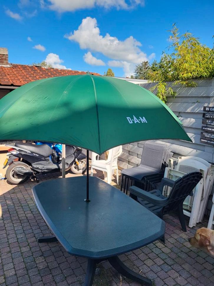 D.A.M. Visparasol - Gebruikt, Tuin en Terras, Parasols, Gebruikt, Stokparasol, 1 tot 2 meter, Waterdicht, Ophalen