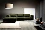 Nieuwe moderne loungebank groen velours trendy hoekbank, Keizer, 250 tot 300 cm, Keizer, Ophalen of Verzenden