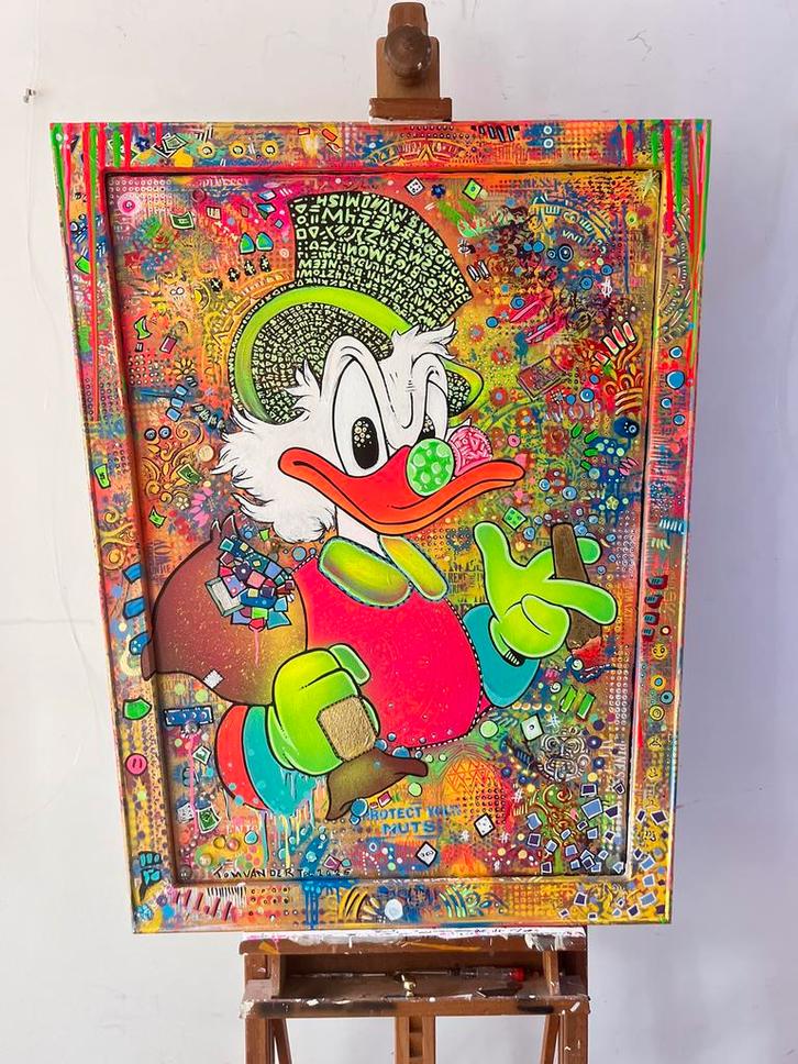 Dagobert Duck Schilderij - Uniek Kunstwerk, Antiek en Kunst, Kunst | Schilderijen | Modern, Ophalen