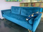 Fluwelen 3-zits slaapbank - Blauw, Huis en Inrichting, Banken | Bankstellen, Ophalen, Zo goed als nieuw, Tweepersoons, 150 tot 200 cm