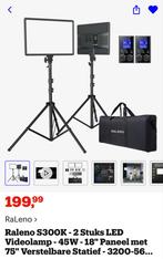 2x LED Videolampen set met Statieven, Ophalen of Verzenden, Nieuw, Lamp of Flitsset