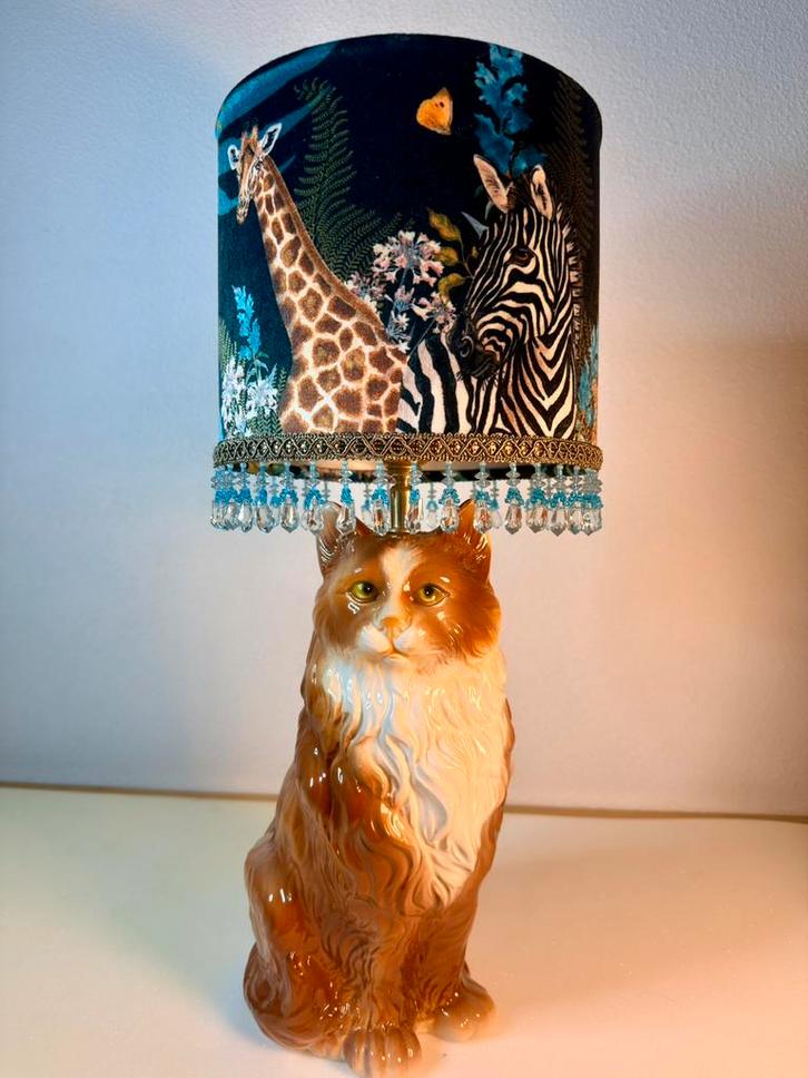 Italiaanse tafellamp kat keramiek, Huis en Inrichting, Lampen | Tafellampen, Nieuw, 50 tot 75 cm, Overige materialen, Ophalen of Verzenden