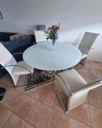 Glazen eettafel met 4 stoelen - Mooie set!, Ophalen of Verzenden