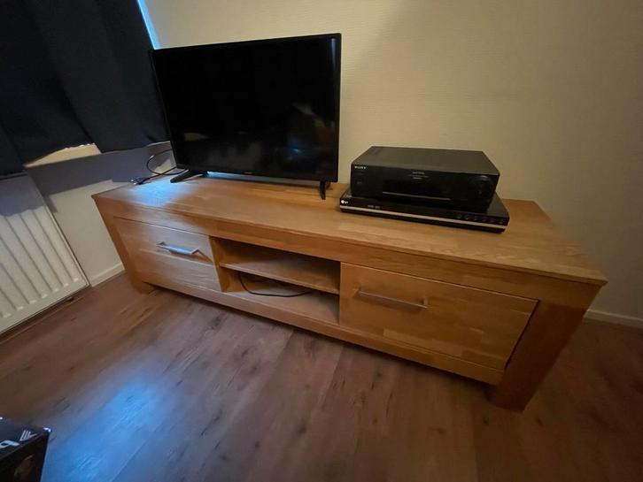 Degelijk licht eiken tv meubel, Huis en Inrichting, Kasten | Televisiemeubels, Gebruikt, Minder dan 100 cm, 150 tot 200 cm, 25 tot 50 cm