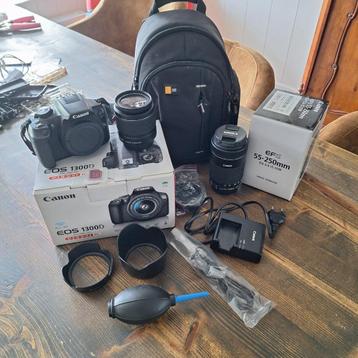 Canon 1300D + 2 lenzen + extra assecoires, leuke startersset beschikbaar voor biedingen