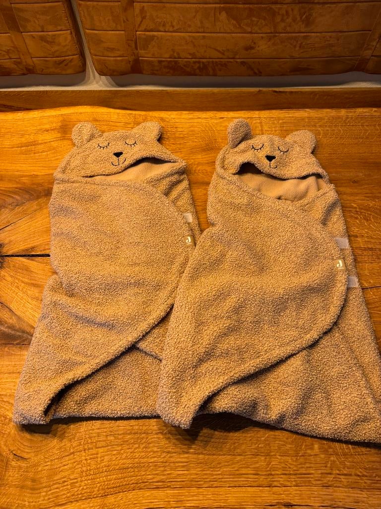2x Jollein Wikkeldeken - Bear Boucle - oatmeal - autostoel, Kinderen en Baby's, Ophalen of Verzenden, Zo goed als nieuw, 100 cm of meer