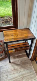 Industriële Bijzettafel Hout/Metaal 50x30x70, Minder dan 55 cm, Gebruikt, Ophalen of Verzenden, Rechthoekig