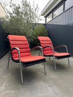Te koop: twee Gispen 404 deckchairs met kussens, Tuin en Terras, Tuinstoelen, Ophalen, Gebruikt, Metaal