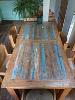 Industriële Robuuste Sloophout Steigerhout Houten Eettafel, Huis en Inrichting, Ophalen of Verzenden, Rechthoekig, 200 cm of meer