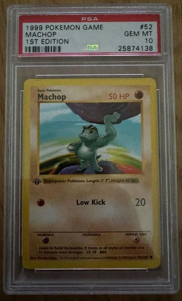 PSA 10 Machop 1999 1st Edition - Zeldzaam! beschikbaar voor biedingen