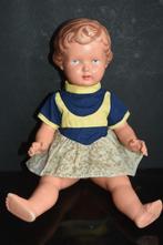 Vintage poppenjurkje blauw geel 60s, Verzamelen, Poppen, Ophalen of Verzenden, Gebruikt, Kleertjes