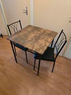 Kleine eettafel met 2 stoelen, Huis en Inrichting, Tafels | Eettafels, Ophalen, Gebruikt, 50 tot 100 cm, Vierkant