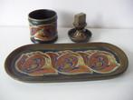 Zuid Holland Gouda plateel keramiek rookstel met decor Verat, Antiek en Kunst, Curiosa en Brocante, Ophalen of Verzenden