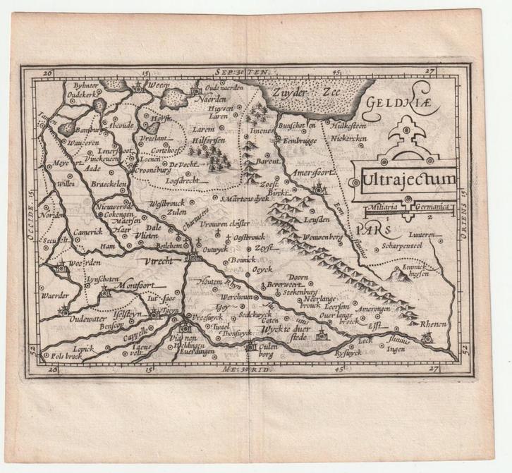 Ultrajectum Utrecht Jodocus Hondius jr ? 1634/1635, Boeken, Atlassen en Landkaarten, Gelezen, Landkaart, Nederland, Voor 1800