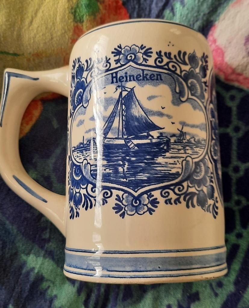 bierpul Heineken - delfts blauw - opdruk jaarmarkt buren, Verzamelen, Biermerken, Ophalen of Verzenden, Nieuw, Pul(len), Heineken
