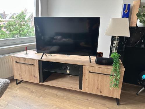 TV Meubel - Eiken/zwart (170  42  54 cm), Huis en Inrichting, Kasten | Televisiemeubels, Gebruikt, Minder dan 100 cm, 150 tot 200 cm