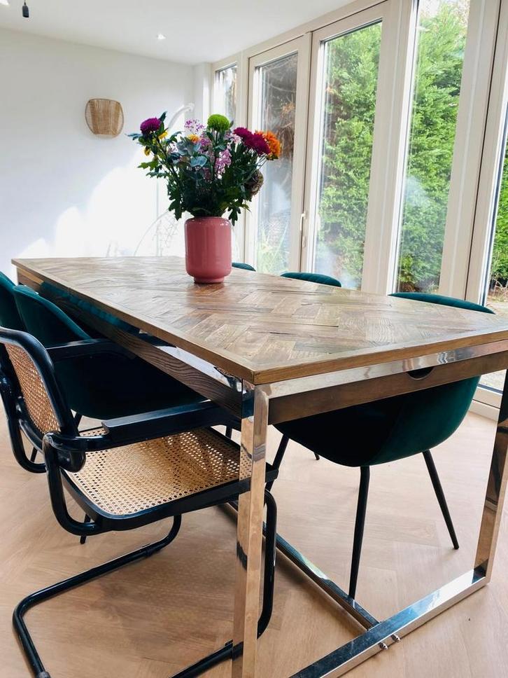Rivièra Maison Eettafel 220x90 - Industrieel & Uitschuifbaar, Huis en Inrichting, Tafels | Eettafels, Zo goed als nieuw, 50 tot 100 cm