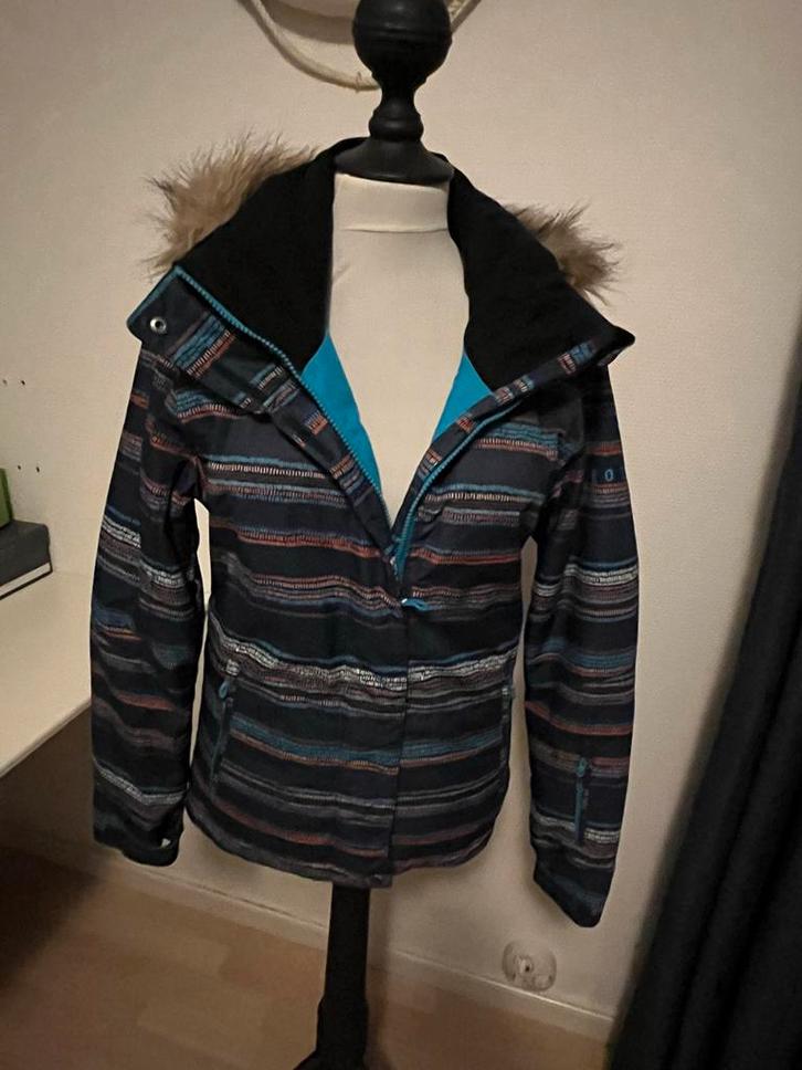 Roxy Ski Jas Maat S Blauw Gestreept, Kleding | Dames, Wintersportkleding, Zo goed als nieuw, Jack, Maat 36 (S), Ophalen of Verzenden