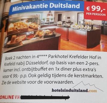 Minivakantie Duitsland €99,- per persoon (kortingsbon)   beschikbaar voor biedingen