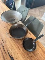 De Buyer pannenset, koekenpannen en grote wok!, Ophalen of Verzenden, Zo goed als nieuw, Rvs, Pannenset