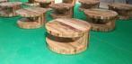Ronde mangohouten salontafel van 90cm met inkeping, Huis en Inrichting, Tafels | Salontafels, 50 tot 100 cm, Minder dan 50 cm