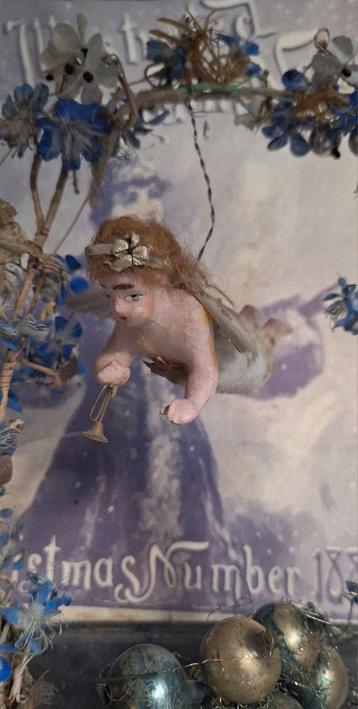 Antieke Wasengel  Wassen Engeltje met trompetje beschikbaar voor biedingen