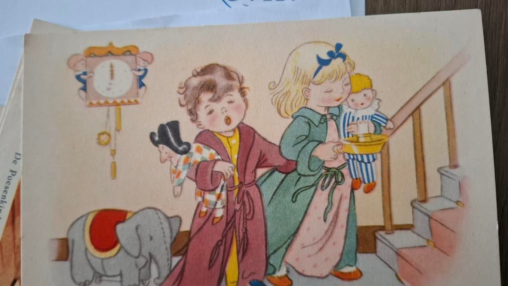 Freddie langeler illustratie bedtijd, Verzamelen, Ophalen of Verzenden, 1940 tot 1960, Ongelopen, Kinderen
