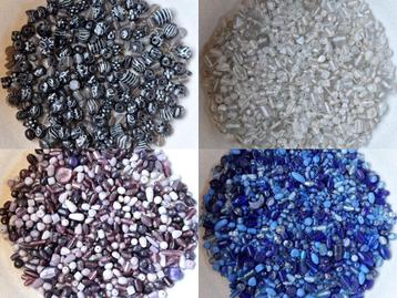 Partij luxe glas kralen 1-2cm ruim 1 kilo p/kl keuze uit 4 beschikbaar voor biedingen