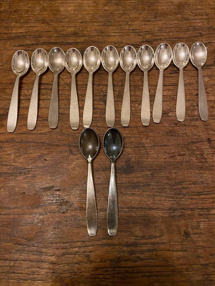 Kleine verzilverde espresso lepeltjes, N 100, Antiek en Kunst, Antiek | Bestek, Ophalen of Verzenden