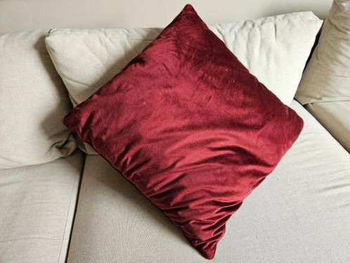 Decoratief kussen met bies ca. 45x45cm London Velvet Red, Huis en Inrichting, Woonaccessoires | Kussens, Zo goed als nieuw, Rood