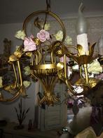 Antieke lamp met porceleinen roosjes, Ophalen of Verzenden, Zo goed als nieuw