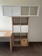 Mooie opbergkast met deurtjes, hout met wit (Kallax, Ikea), Huis en Inrichting, Ophalen, 100 tot 150 cm, Zo goed als nieuw, 25 tot 50 cm