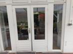 Hardhouten openslaande deuren met kozijn en dubbel glas, Doe-het-zelf en Verbouw, Deuren en Horren, Gebruikt, Ophalen of Verzenden