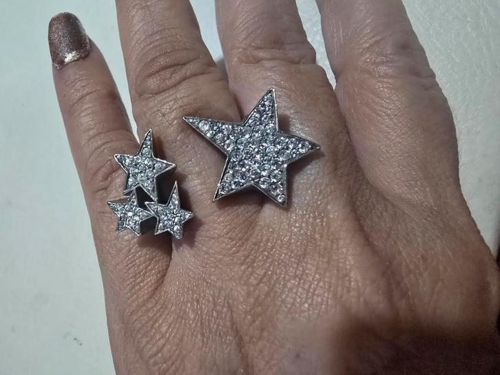 Rodrigo otazu zilveren massieve sterrenring,zirkonia's, Sieraden, Tassen en Uiterlijk, Ringen, Zo goed als nieuw, Dame, 18 tot 19