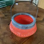Oude oranje suikerpot (opaline ) met zilverkleurige hengsel, Ophalen of Verzenden