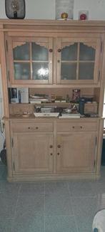 Buffetkast vol hout - licht eiken, Huis en Inrichting, Kasten | Buffetkasten, Ophalen, 200 cm of meer, 25 tot 50 cm, Glas