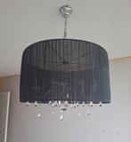 Hanglamp met zwarte organza kap  – 5 lichtpunten, Huis en Inrichting, Lampen | Hanglampen, Ophalen, Gebruikt, Chic barok