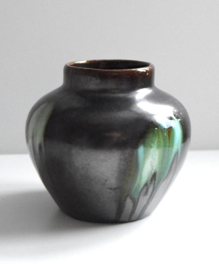 Mooi vintage aardewerken, Art Nouveaux, bol vaasje, Huis en Inrichting, Woonaccessoires | Vazen, Zo goed als nieuw, Overige kleuren