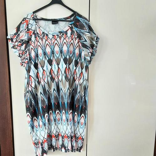 Ophilia tuniek/jurk, maat 3 (46-48) wit oranje blauw zwart, Kleding | Dames, Grote Maten, Zo goed als nieuw, Jurk, Oranje, Ophalen of Verzenden
