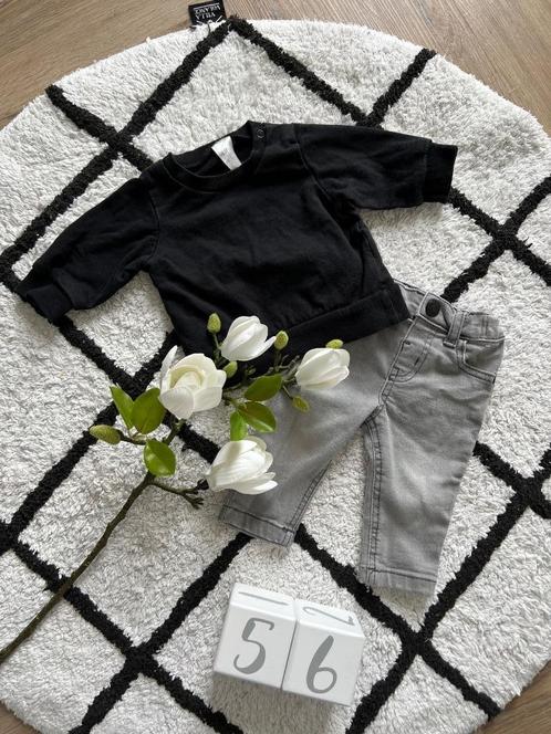 ZGAN zwart grijs baby 56 62 outfit H&M Denim Co Trui jeans, Kinderen en Baby's, Babykleding | Maat 56, Zo goed als nieuw, Jongetje of Meisje