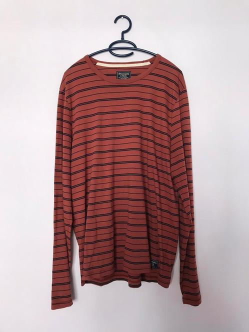 Abercrombie & Fitch XL rood/oranje roest shirt strepen, Kleding | Heren, T-shirts, Zo goed als nieuw, Maat 56/58 (XL), Rood, Ophalen of Verzenden
