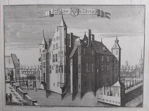 4 / 't Huis te Zuylen - Zuilen Gravure uit jaar ca 1740, Antiek en Kunst, Kunst | Etsen en Gravures, Ophalen of Verzenden