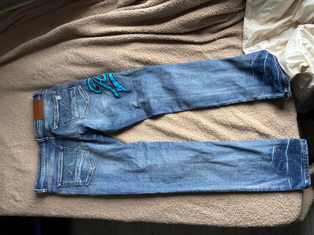 Amiri broek, Ophalen, Zo goed als nieuw, Blauw, W33 - W34 (confectie 48/50)