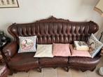 Bankstel - lederen bank en twee fauteuils klassiek barok, Ophalen, Gebruikt, Barok - klassiek, 150 tot 200 cm
