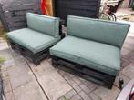 2x Palletbank + Kussens (Hidde) Groen, Tuin en Terras, Tuinsets en Loungesets, Ophalen, Zo goed als nieuw