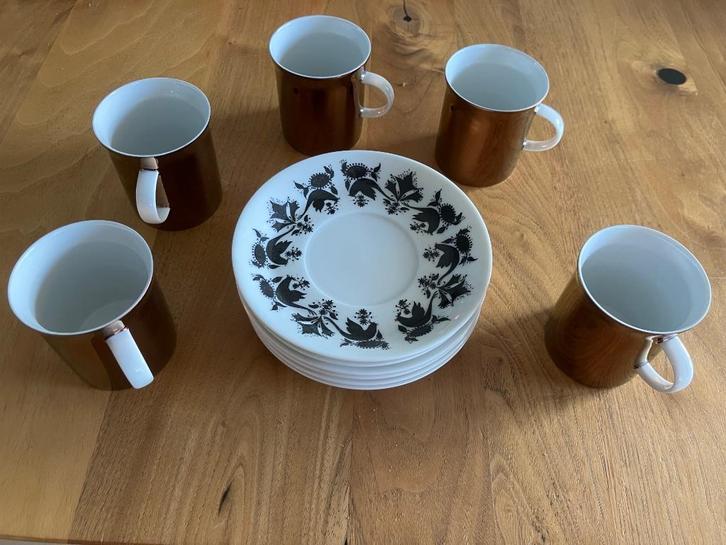 Rosenthal Hilton Berlin koper 5 delig kopjes en schotels, Antiek en Kunst, Antiek | Servies los, Ophalen