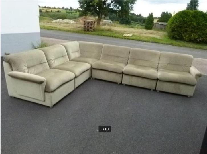 vintage modulaire fauteuils zetel sofa 70er 6-delig, Huis en Inrichting, Banken | Complete zithoeken, Zo goed als nieuw, Stof